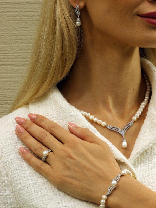 Gümüş Doğal Gerçek İnci Set - ES-S4520